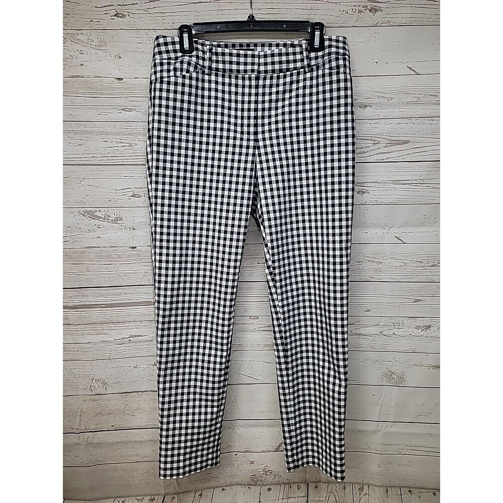 TALBOTS Women's Hampshire Ankle‎ Pants Buffalo Check Size 6 Black White Check